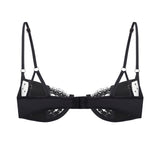 Pleasure Silk, Lace and Polka-dot Mesh Balconette in Black