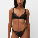 Obsession Lace, Mesh and Silk Triangle in Black