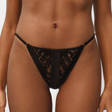 Pleasure Silk and Lace Tanga in Black