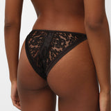 Pleasure Silk and Lace Tanga in Black