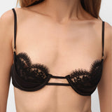 Drama Lace and Silk Balconette in Black