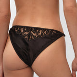 Drama Silk and Lace Tanga in Black