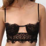 Obsession Lace and Mesh Bustier in Black