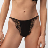 Obsession Silk and Lace Tanga in Black