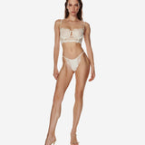Obsession Lace and Mesh Bustier in Ivory