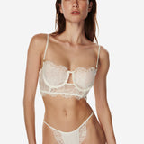 Obsession Lace and Mesh Bustier in Ivory